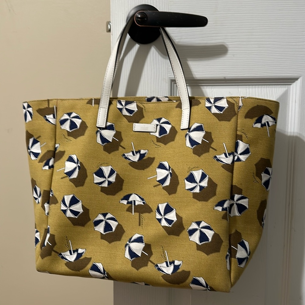 Gucci canvas umbrella print tote bag, labeled Gucci Made in Italy